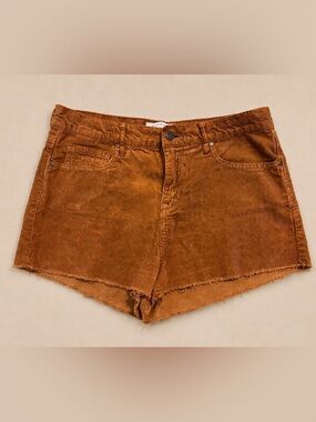 Kendall + Kylie Brown Corduroy Cutoff Shorts Raw Hem High Rise Size 29